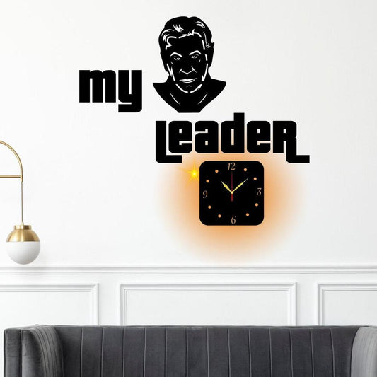 My Leader Imran khan Wooden Wall Clock With Light ( 18×36 ) Size