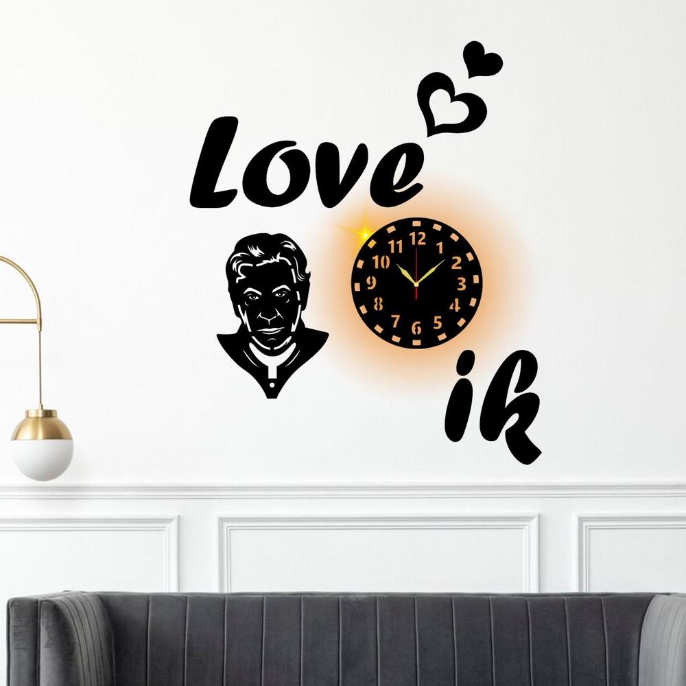 Love  Imran khan Wooden Wall Clock With Light ( 18×36 ) Size