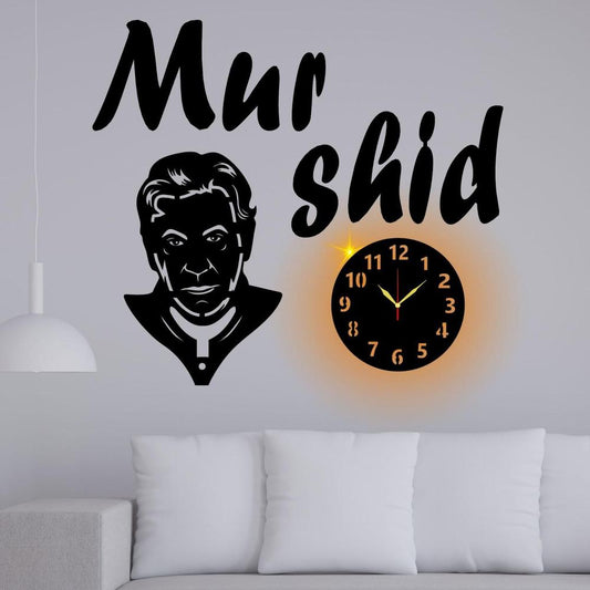 Murshid  Imran khan Wooden Wall Clock With Light ( 18×36 ) Size