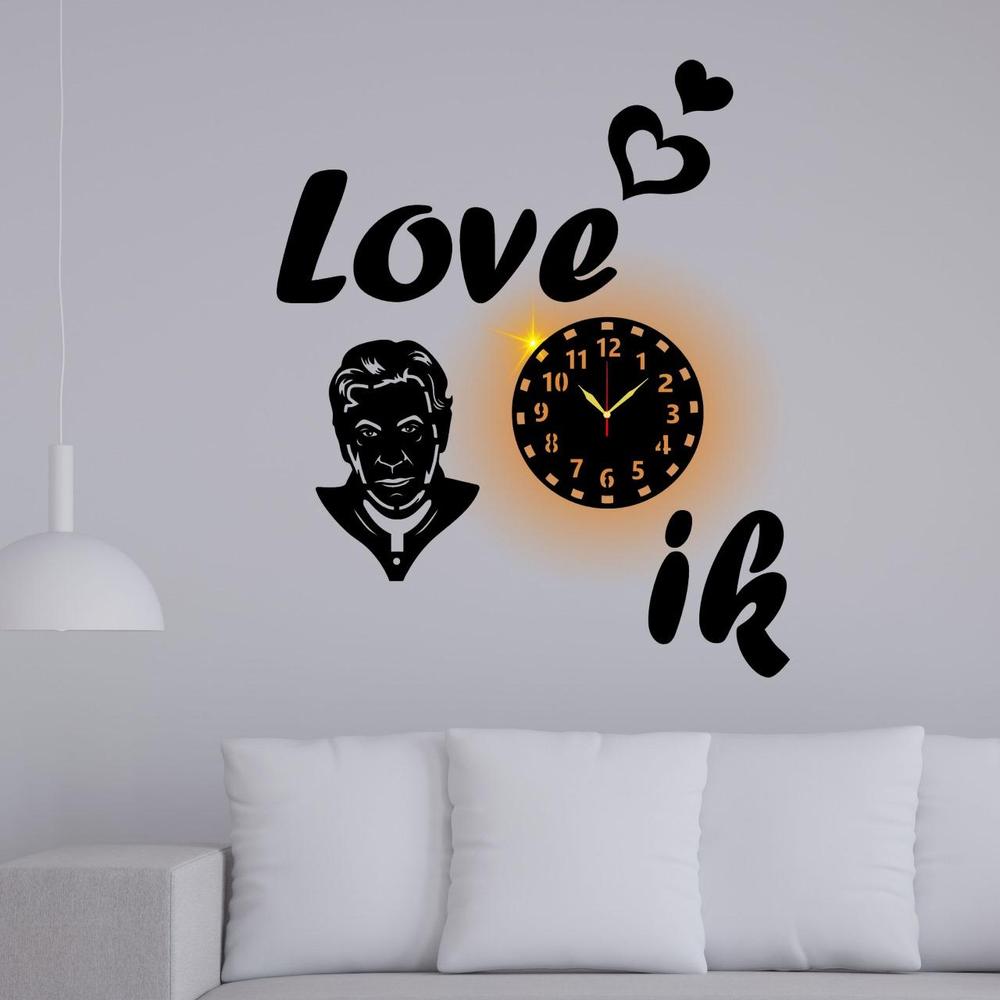 Love  Imran khan Wooden Wall Clock With Light ( 18×36 ) Size