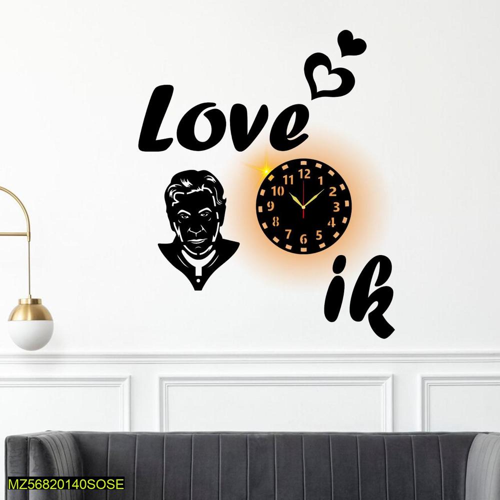 Love  Imran khan Wooden Wall Clock With Light ( 18×36 ) Size