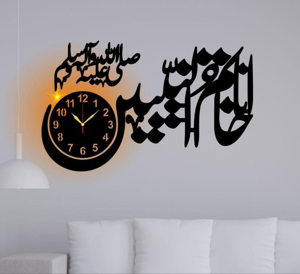 Premium Beautiful Islamic Wall Clock With Light 18×36 Size